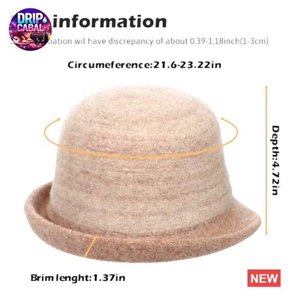 Wool Bucket Hat Packable Vintage Cloche Winter Fashion Cap main image 5